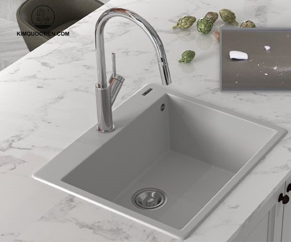 Chậu rửa chén KONOX Ruvita 680 Grey Đá Granite 1 hộc 680mm