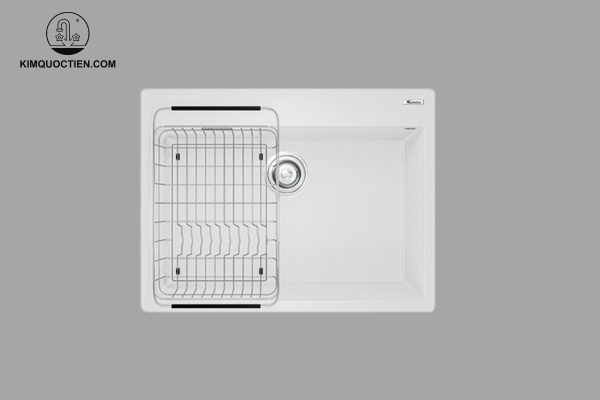 Chậu Rửa Chén KONOX Ruvita 680 White Silver Đá Granite 1 Hộc 680mm