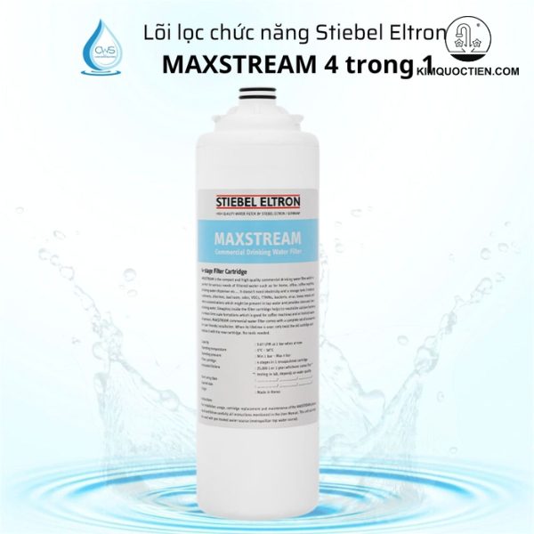 Máy lọc nước NANO EPM Stiebel Eltron MAXSTREAM 1 lõi với công nghệ Nano EPM, 4 cấp lọc tích hợp, loại bỏ 99.9999% vi khuẩn và 99.99% virus, không dùng điện và không nước thải, mang đến nguồn nước sạch và an toàn cho gia đình.