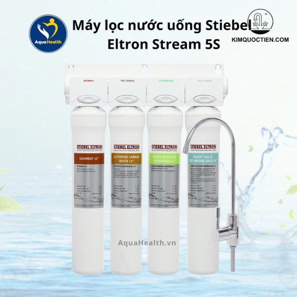 Máy lọc nước UF Stiebel Eltron Stream 5S với hệ thống 4 lõi lọc 5 cấp độ, than hoạt tính tẩm bạc kháng khuẩn, mang đến nguồn nước sạch, hương vị tự nhiên và an toàn cho gia đình.
