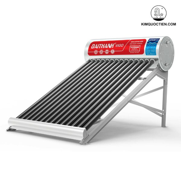 Máy năng lượng mặt trời ĐẠI THÀNH 130 lít VIGO SUS316 dạng ống 58 với ruột bình inox SUS 316 siêu cấp, ống chân không 5 lớp Vigo và lớp giữ nhiệt Foam 55mm, mang đến nguồn nước nóng bền bỉ, an toàn và tiết kiệm năng lượng.