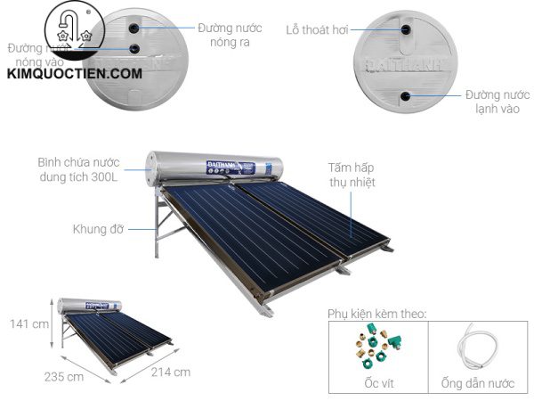 Máy nước nóng năng lượng mặt trời Đại Thành Platinum 300 lít