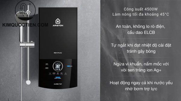 Máy Nước Nóng ARISTON AURES TOP 4.5P Trực Tiếp Có Bơm