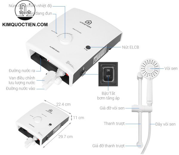 máy nước nóng trực tiếp Ariston AURES EASY 4.5P