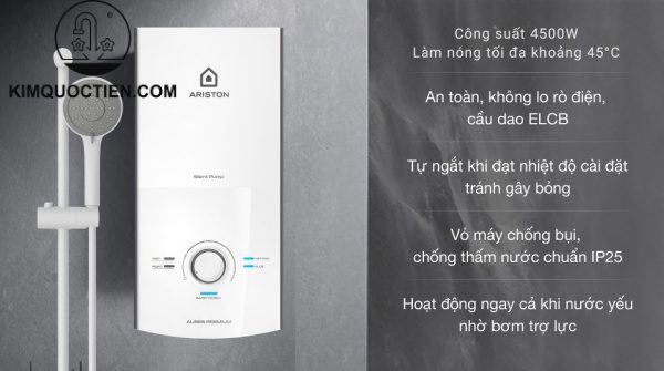 Máy nước nóng trực tiếp Ariston 4500W AURES PREMIUM 4.5P PEARL