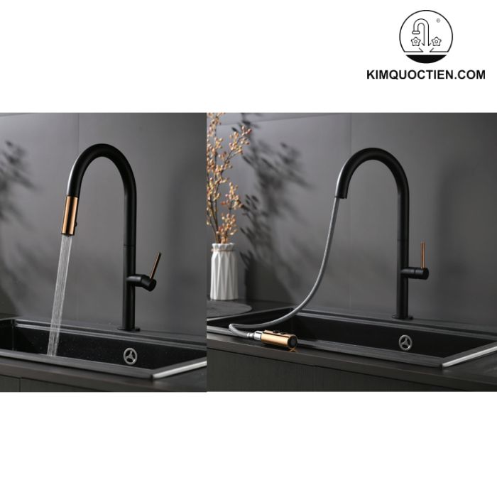 Vòi nước tích hợp dây rút giúp việc dọn dẹp, rửa thực phẩm dễ dàng hơn