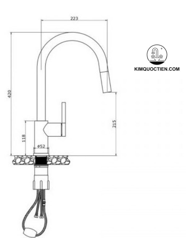 Vòi Rửa Chén KONOX Alto Nickel Dây Rút thiết kế tinh tế với công nghệ hiện đại