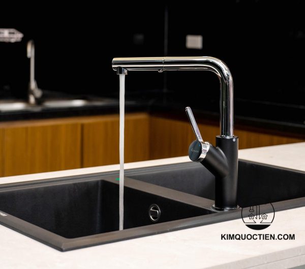 Vòi Rửa Chén KONOX Artan Black Dây Rút thiết kế tinh tế sang trọng