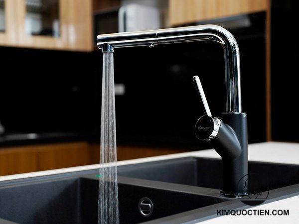 Vòi Rửa Chén KONOX Artan Black Dây Rút trang bị 2 đường nước nóng lạnh