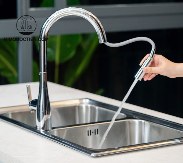 Vòi Rửa Chén KONOX Curva Chrome Dây Rút chính hãng, bền bỉ cao