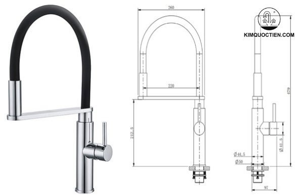 Vòi Rửa Chén KONOX KN1618 Dây Rút thiết kế sang trọng
