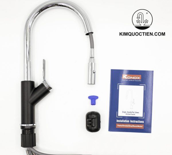 Vòi Rửa Chén KONOX Ponte Black Dây Rút chính hãng độ bền cao