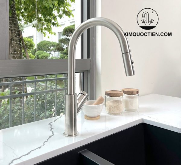 Vòi Rửa Chén KONOX Ponte Nickel Dây Rút thiết kế tinh tế, công năng vượt trội
