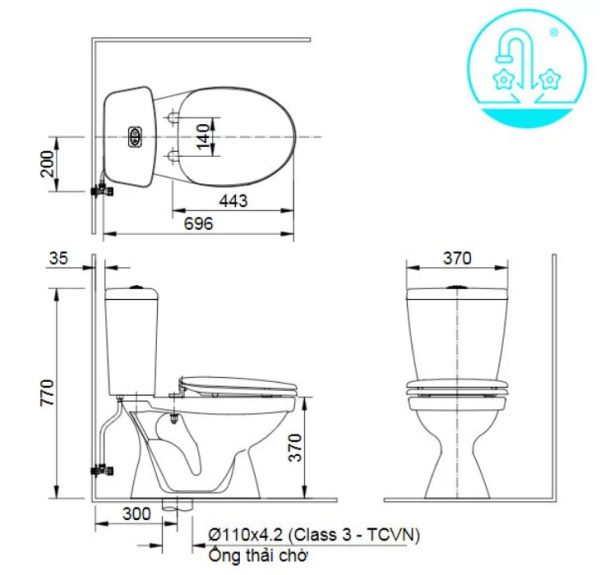 Kích thước bồn cầu 2 khối Inax