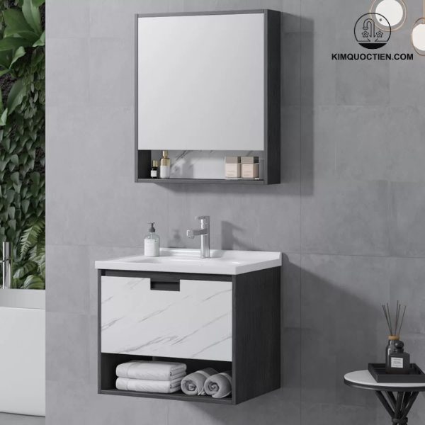 Bộ tủ chậu MOWOEN MW6953-60 chất liệu Plywood siêu bền, lavabo tráng men nano sáng bóng, thiết kế hiện đại cho phòng tắm.