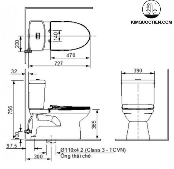 cấu tạo bồn cầu inax 504