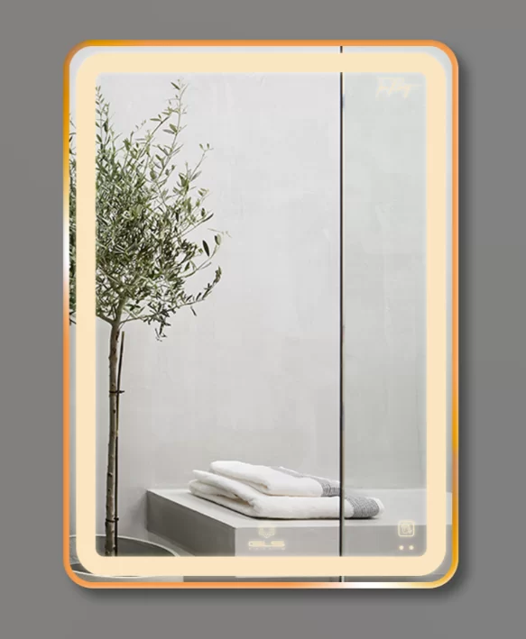 Gương Led GLS Q23R35 Chữ Nhật Viền Nhôm Vàng Hồng Rose Dòng Q 50x70cm