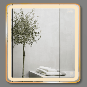 Gương Led GLS Q23S25 Vuông Viền Nhôm Vàng Hồng Rose Dòng Q 60x60cm