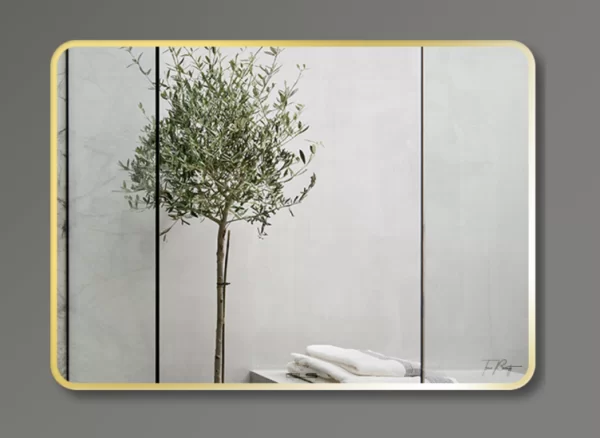 Gương GLS F13R60 Chữ Nhật Viền Nhôm Vàng Hồng Rose Dòng F Ngang 80x60cm