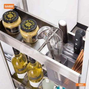 Giá Dao Thớt Gia Vị Chai Lọ GARIS GK01.20 Inox Nan Hộp Cánh Kéo 200mm