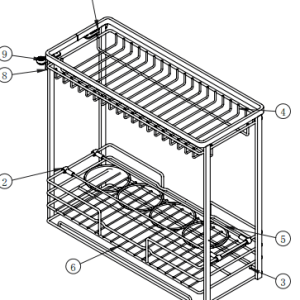 Giá Gia Vị Chai Lọ GARIS GK02.25E Inox Xước Mờ Nan Vuông Cánh Kéo 250mm