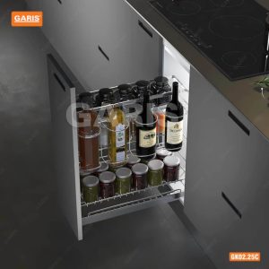 Giá Dao Thớt Gia Vị Chai Lọ GARIS GK02.25C Inox Mạ Chrome Nan Vuông Cánh Kéo 250mm