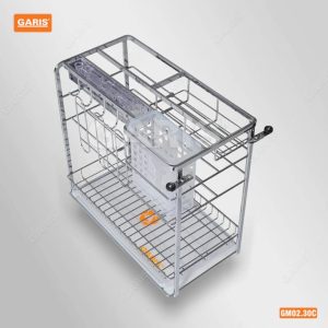 Giá Dao Thớt Gia Vị Chai Lọ GARIS GM02.30C Inox Mạ Chrome Nan Vuông Cánh Kéo 300mm