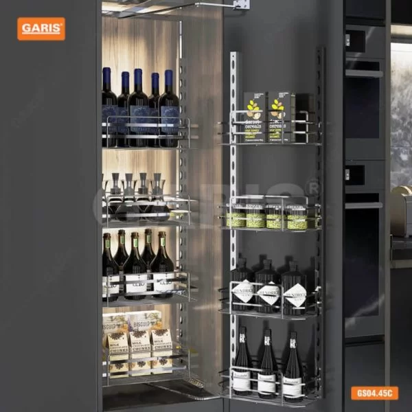 Tủ Đồ Khô GARIS GS04.45C Khay Nan Vuông Inox Mạ Chrome 4 Tầng 45cm