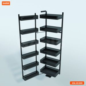 Tủ Đồ Khô GARIS GS6.60D Khay Nhôm Màu Titan Kính Tối Cánh Mở 6 Tầng 60cm