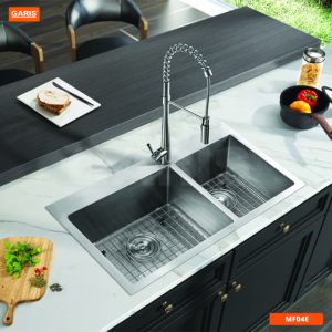 Vòi Rửa Chén GARIS MF04E Dây Rút Nóng Lạnh Inox Bóng Xước Mờ