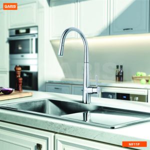 Vòi Rửa Chén GARIS MF11C Dây Rút Nóng Lạnh Đồng Mạ Chrome Bóng
