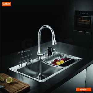 Vòi Rửa Chén GARIS MF12P Dây Rút Nóng Lạnh Đồng Mạ Chrome Bóng