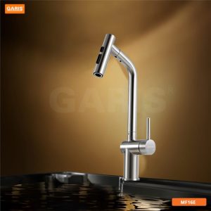 Vòi Rửa Chén GARIS MF16E Dây Rút Nóng Lạnh Inox 304 Bóng Xước Mờ