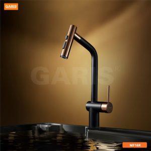 Vòi Rửa Chén GARIS MF16R Dây Rút Nóng Lạnh Đồng PVD Vàng Hồng Đen Nhám