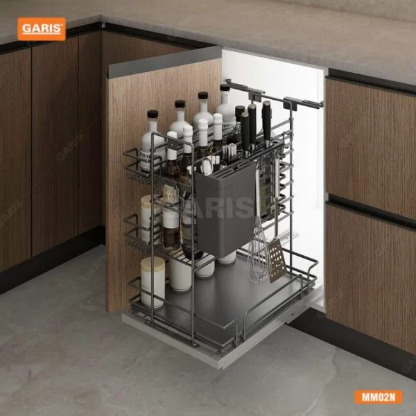 Giá Dao Thớt Gia Vị Chai Lọ GARIS MM02.30N Thép Màu Titan Rộng 245mm