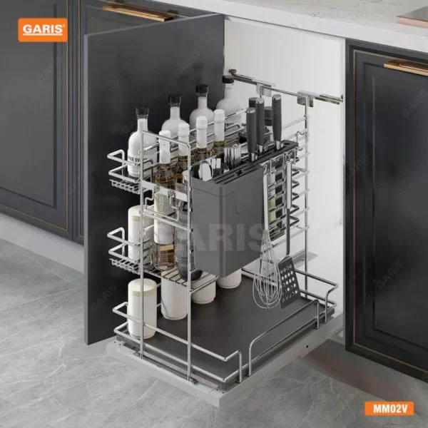Giá Dao Thớt Gia Vị Chai Lọ GARIS MM02.30V Inox Bóng Gương Rộng 245mm