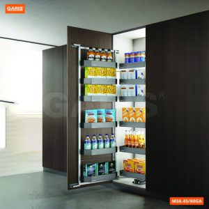 Tủ Đồ Khô GARIS MS6.45GA Khay Nhôm Màu Xám Bạc Cánh Mở 6 Tầng 45cm