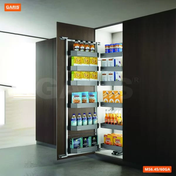 Tủ Đồ Khô GARIS MS6.45GA Khay Nhôm Màu Xám Bạc Cánh Mở 6 Tầng 45cm