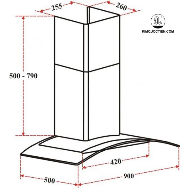 Máy hút mùi đảo Dmestik TL 4290 DMK thiết kế kính cong sang trọng