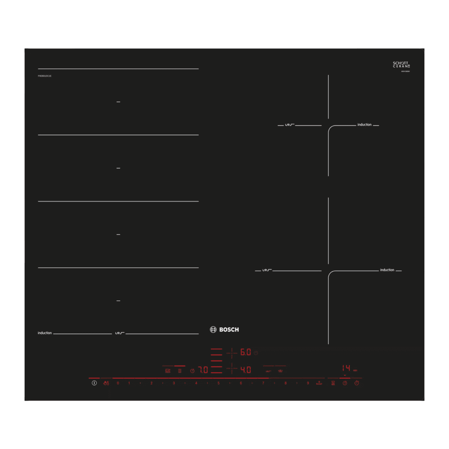 Bếp từ 4 vùng nấu BOSCH PXE601DC1E Series 8