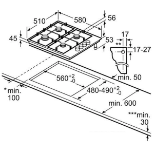 Bếp gas 4 vùng nấu BOSCH PBH6B5B60