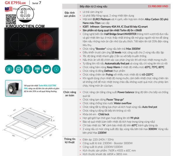 Bếp điện từ GRANDX GX E795Lux