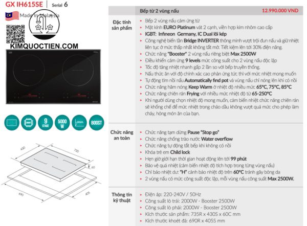 Bếp từ GrandX GX IH615SE
