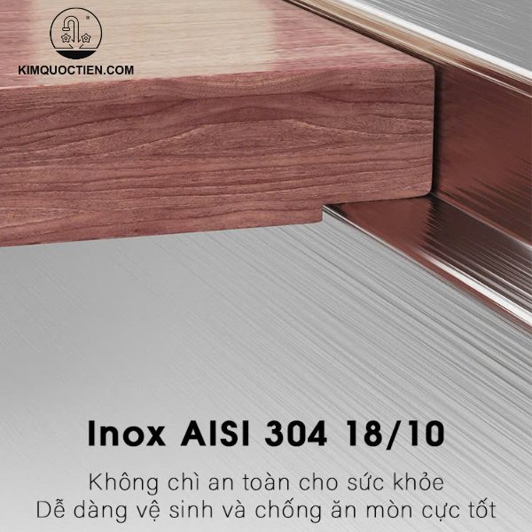 Chất liệu inox 304 đảm bảo độ bền vượt trội và khả năng chống oxy hóa giúp chậu giữ được vẻ sáng bóng lâu dài