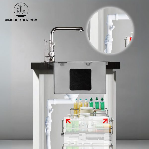 Hệ thống Siphon cải tiến không chỉ thoát nước nhanh mà còn ngăn mùi hôi từ ống thoát, giữ cho không gian bếp trong lành