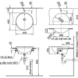 Chậu rửa bán âm Bồn INAX L-333V
