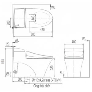 Bồn cầu một khối INAX AC-1017R+CW-KA22AVN