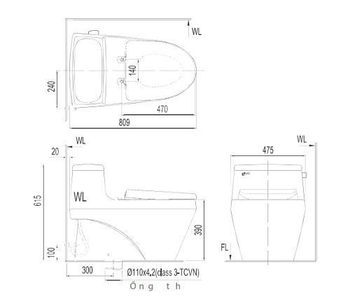 Bồn cầu một khối INAX AC-1135+CW-H17VN