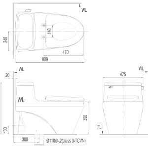 Bồn cầu một khối INAX AC-1135+CW-H18VN