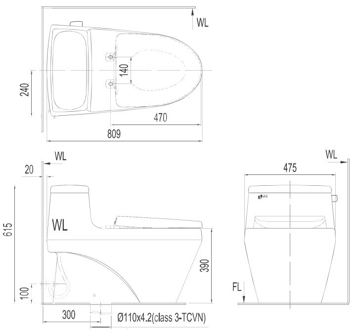 Bồn cầu một khối INAX AC-1135+CW-H18VN